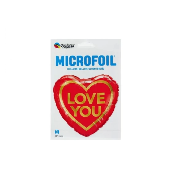 Lufi fólia piros szív Love you 46cm