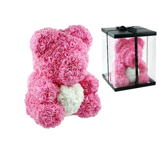 Virágmaci szívvel rózsaszín 36cm